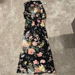 Black Floral High-Neck Dress